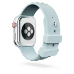 Watch strap Silicone with stitching, Green, Stainless steel